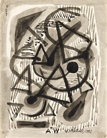 ABRAHAM WALKOWITZ Three abstract brush and ink drawings.